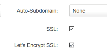 Auto-Subdomain deaktieren und SSL Aktivieren